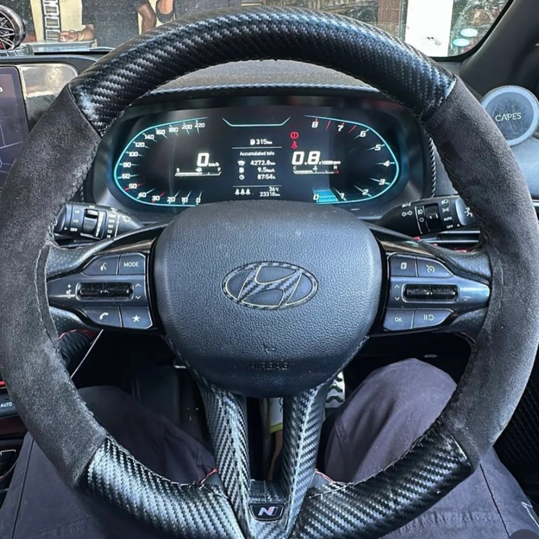 1 Carbon Fiber + Alcantara Steering Wheel Cover | Universal Sporty Grip - Image 1