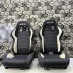 Sparco Racing-Style Bucket Seats | Universal Pair Set (Black & White)
