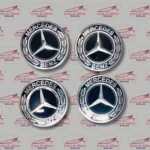 Mercedes-Benz Wheel Center Caps – Black, Blue & Light Blue (Set of 4)