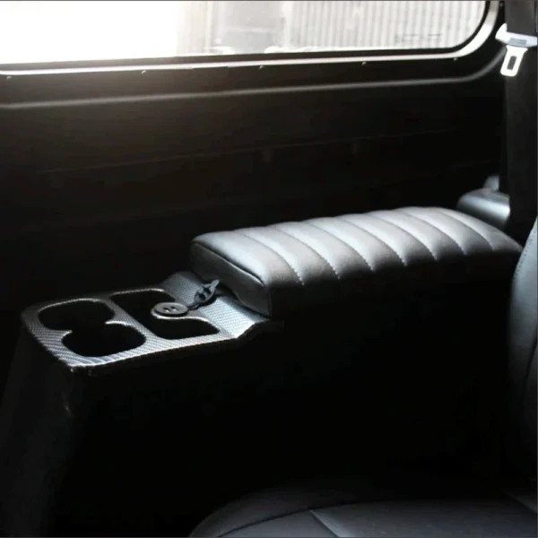 Mahindra Thar Rear Arm Rest | Premium Leather Finish with Storage, Cup-Holders and USB-Ports