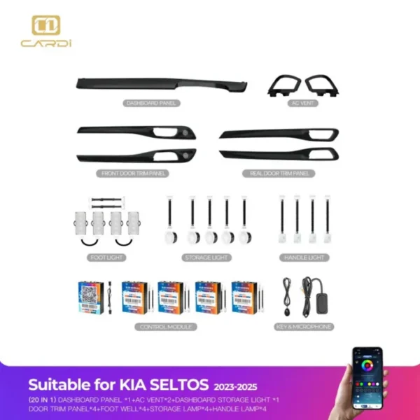 Kia Seltos OEM-Style Ambient Lighting Kit (2023+) | CARDI-D19 20-Piece Set